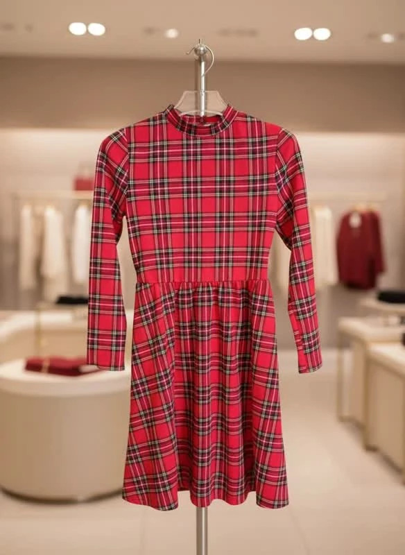 پیراهن دخترانه چهار خانه “Scarlet Check”