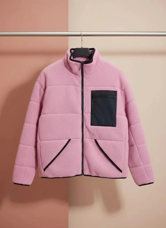 کاپشن تدی زنانه زیپدار مدل “Pink Cozy”