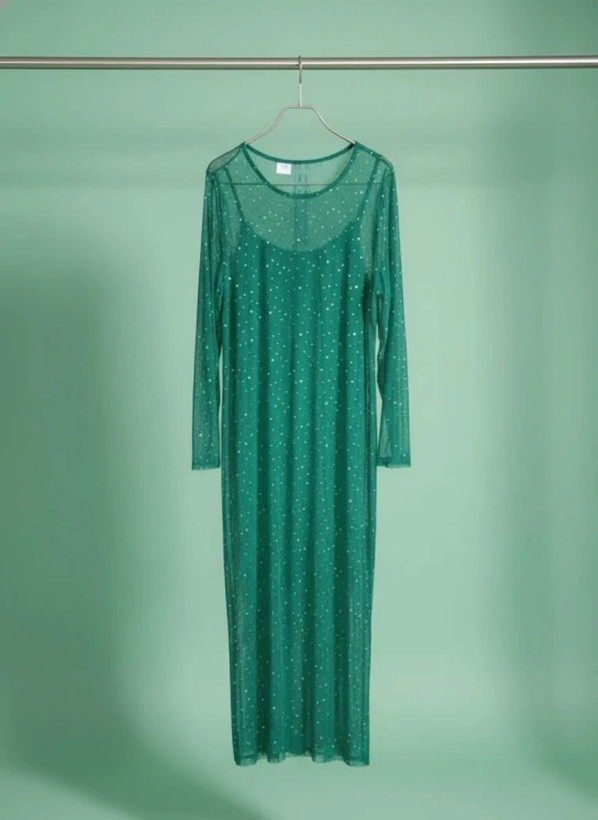 پیراهن مجلسی زنانه تور نگیندار مدل “Emerald Shine”