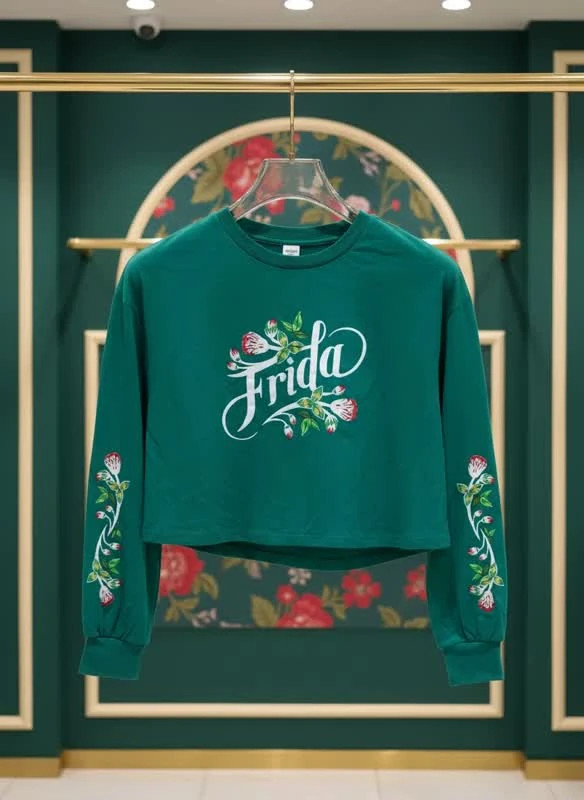 سویشرت کراپ زنانه طرح گل مدل “Frida Bloom”