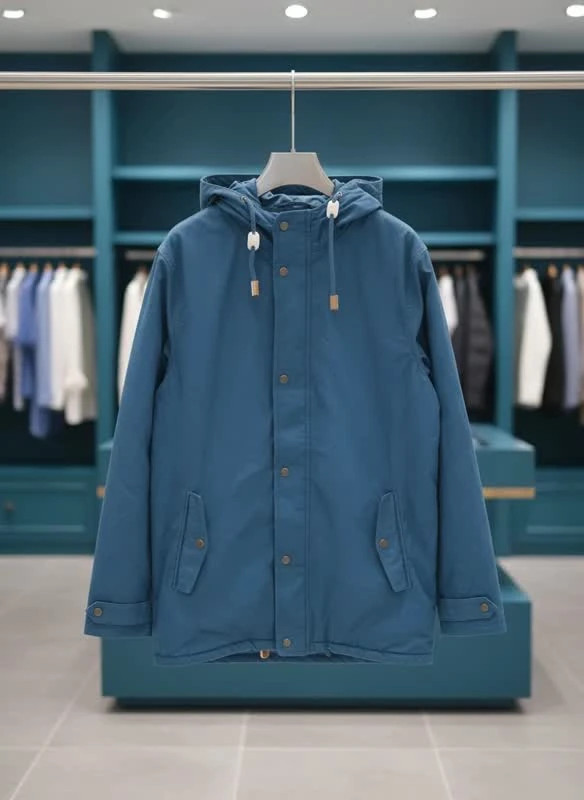 کاپشن/پارکای کلاهدار مردانه آبی نفتی (Teal