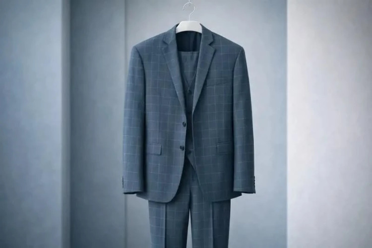 کت و شلوار مردانه سه دتکه مدل “Silver Grid Suit”