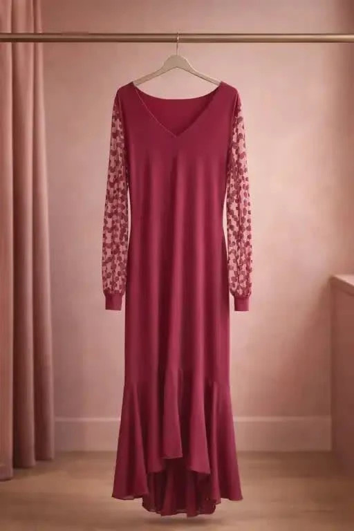پیراهن زنانه مدل “Rose Lace Sleeve Dress”