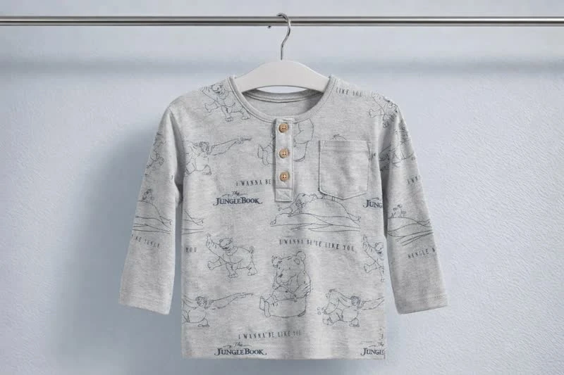 تی‌شرت آستین بلند بچگانه مدل “Grey Jungle Print Tee”