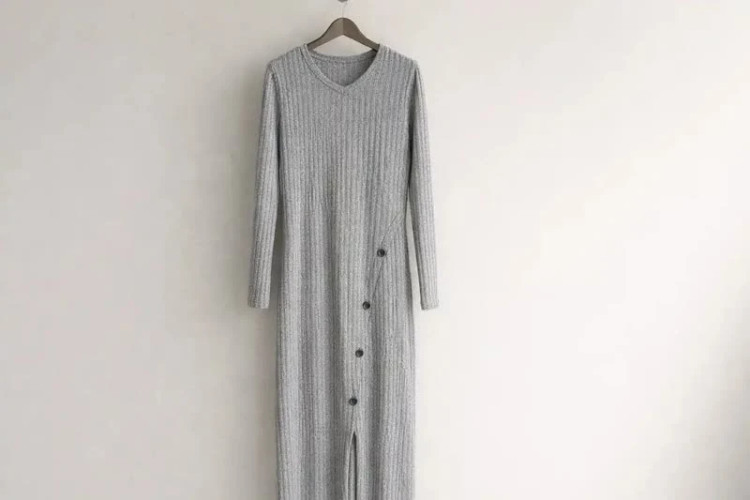 پیراهن بافت زنانه مدل Soft Gray Line