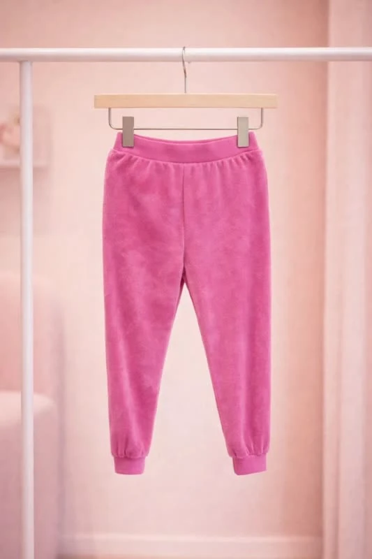 شلوار راحتی دخترانه مخملی مدل Pink Velvet