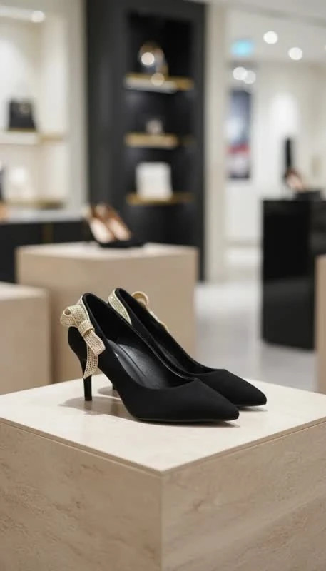 کفش پاشنهدار زنانه مدل Golden Bow Heel