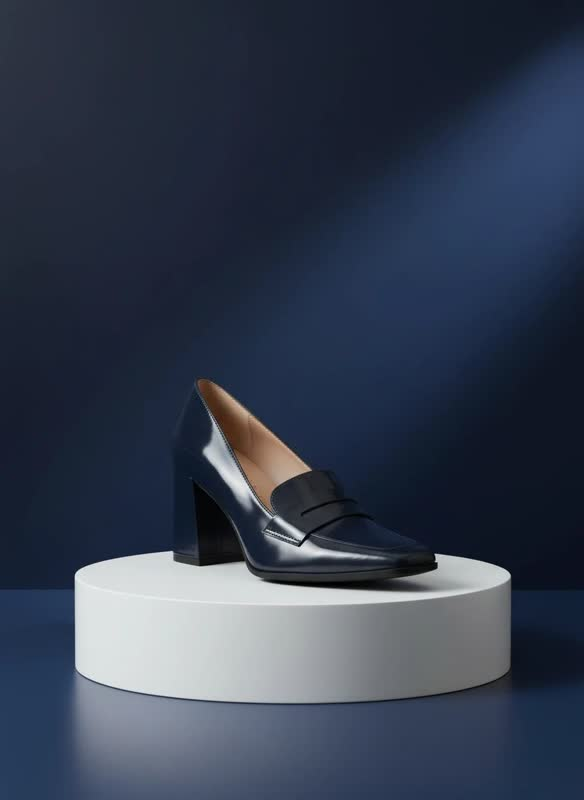 کفش پاشنهدار زنانه مدل Navy Classic Loafer Heel