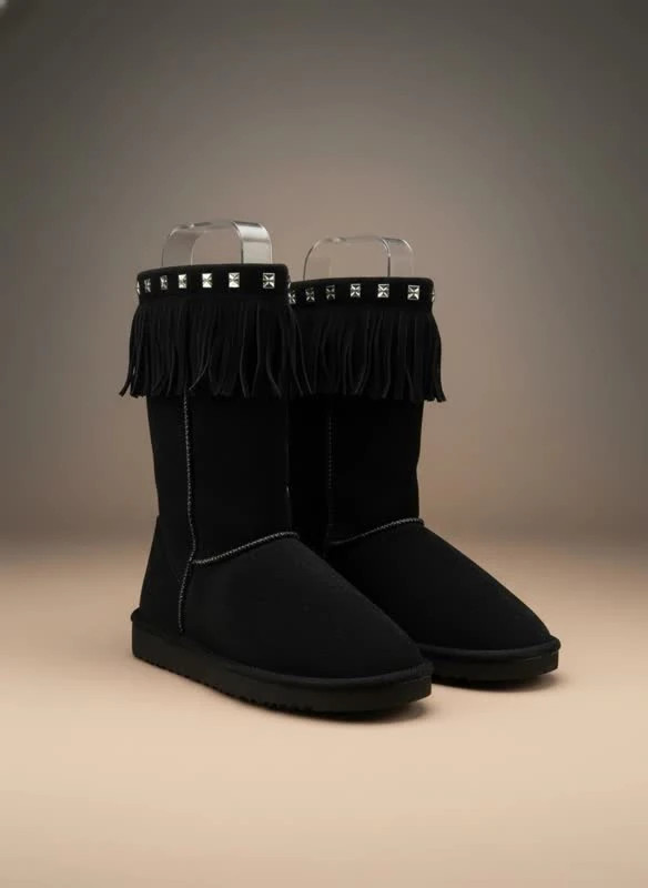 نیمبوت زنانه مدل Black Fringe Decorated Boots