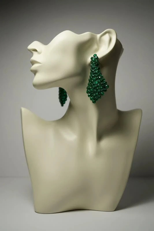 گوشواره زنانه مدل Emerald Cluster Drop