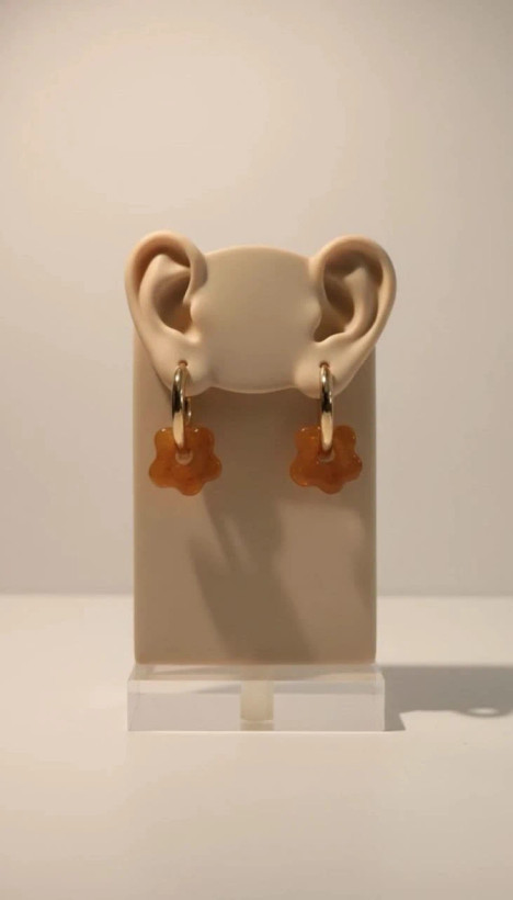 گوشواره زنانه حلقهای مدل Amber Flower Hoop