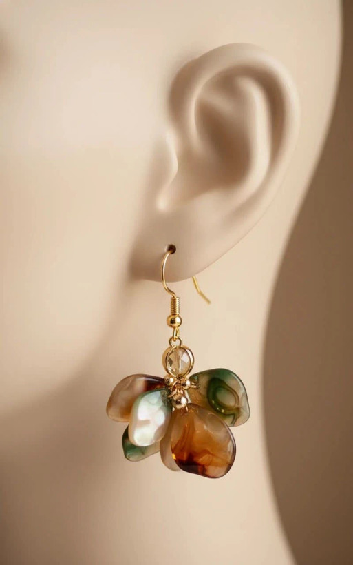 گوشواره زنانه مدل Amber Petal Flower