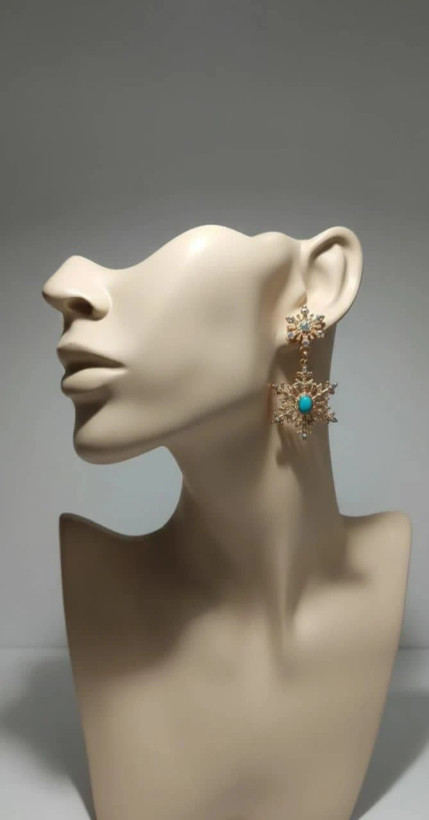 گوشواره زنانه مدل Turquoise Royal Star