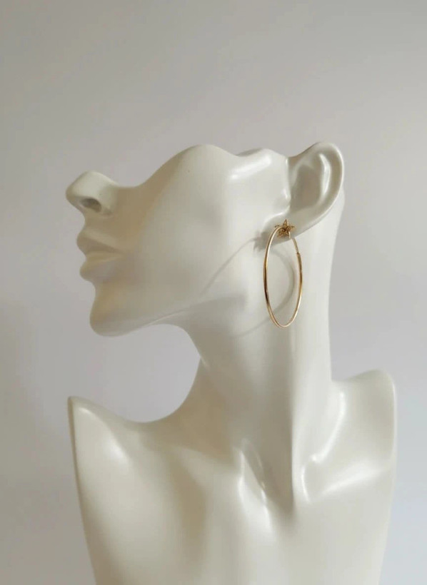 گوشواره زنانه مدل Minimal Gold Oval Hoop