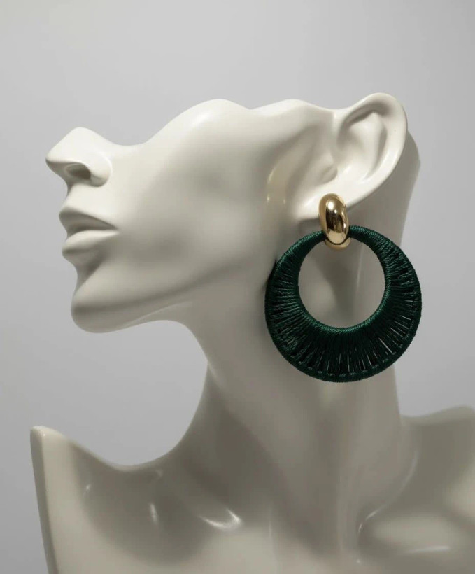 گوشواره زنانه مدل Emerald Threaded Hoop