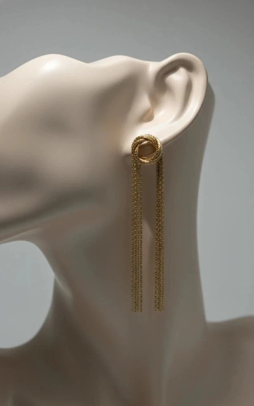 گوشواره زنانه آویزدار مدل Golden Chain Drop