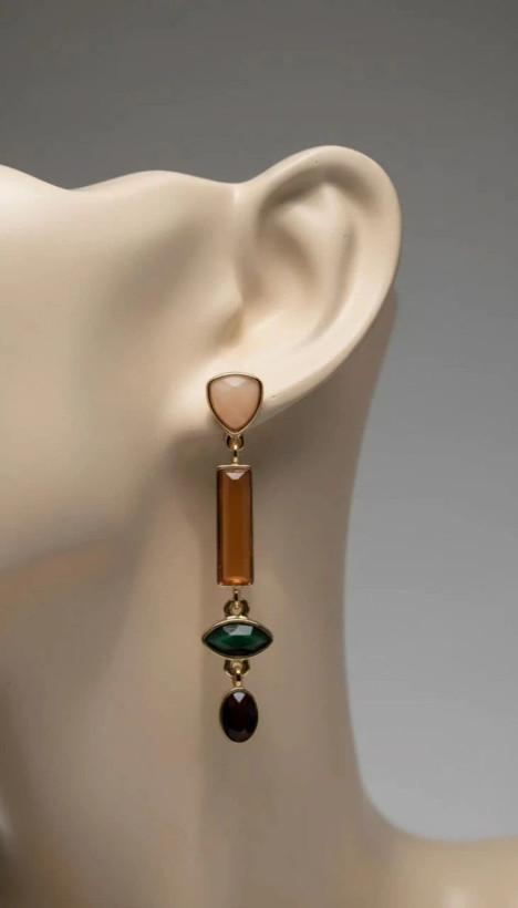 گوشواره زنانه مدل Geometric Gem Drop