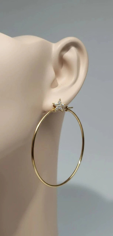 گوشواره زنانه مدل Star Charm Hoop