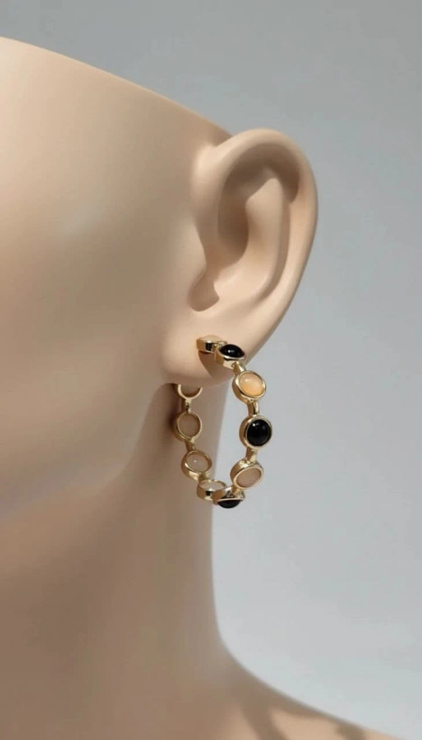 گوشواره زنانه حلقهای مدل Elegant Contrast Hoop