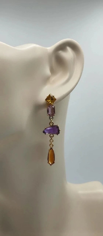 گوشواره زنانه مدل Colorful Gems Cascade