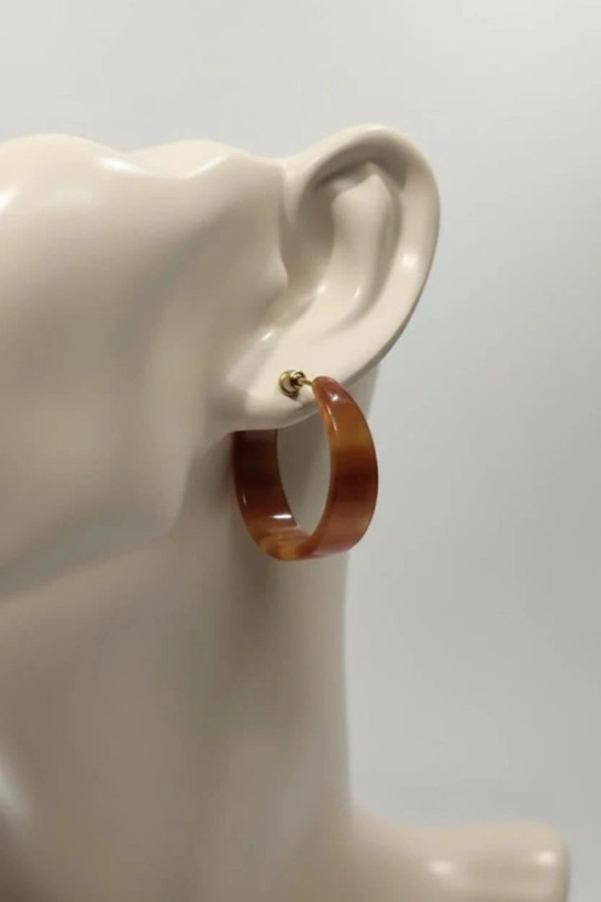 گوشواره زنانه حلقهای مدل Amber Resin Hoop