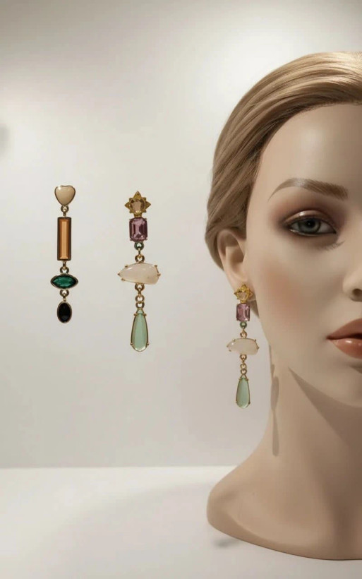 گوشواره زنانه آویزی مدل Colorful Gem Drop