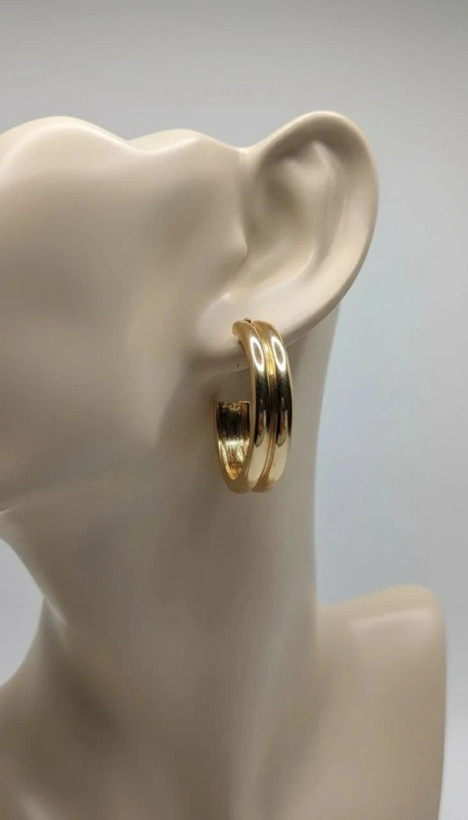 گوشواره زنانه مدل Golden Twin Hoop