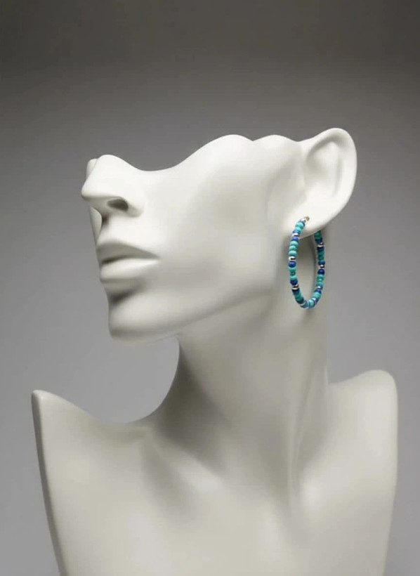 گوشواره زنانه حلقهای مدل Ocean Bead Hoop