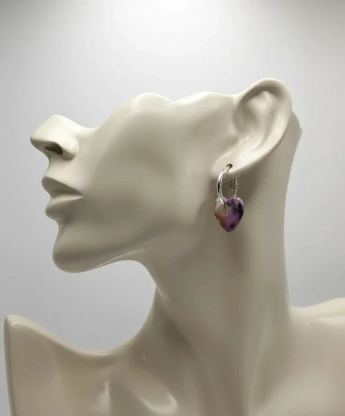 گوشواره زنانه مدل Amethyst Heart Drop