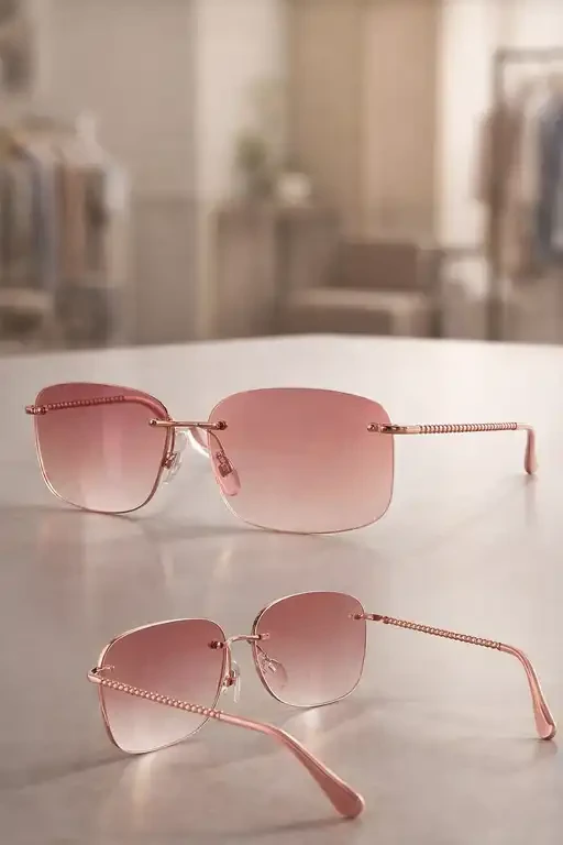 Pink Crystal Rimless عینک آفتابی