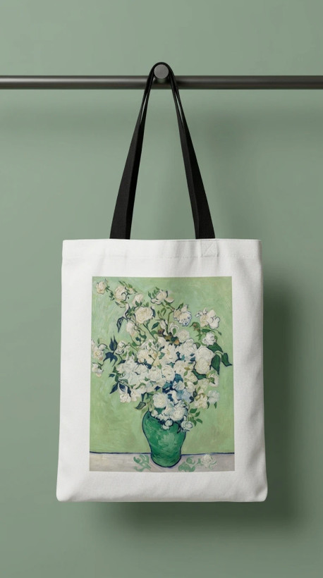 ساک دستی (توتبگ) پارچهای طرح گل – Floral Art Canvas Tote Bag