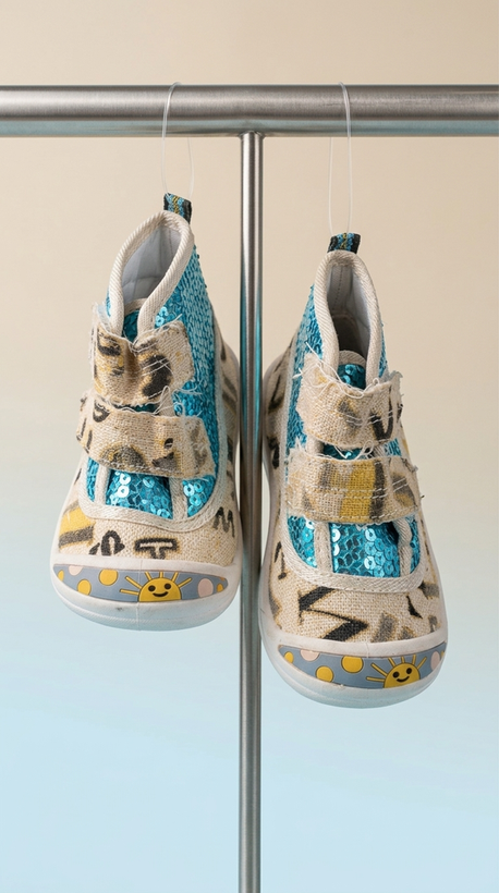 کفش بچهگانه رنگی طرح خورشیدی – Sunshine Blue Kids Sneakers