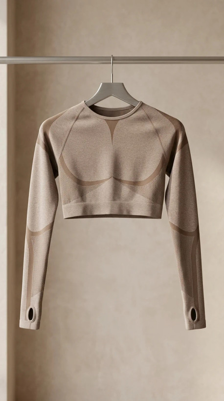کراپ ورزشی زنانه بدون دوخت (Seamless Compression Crop Top)