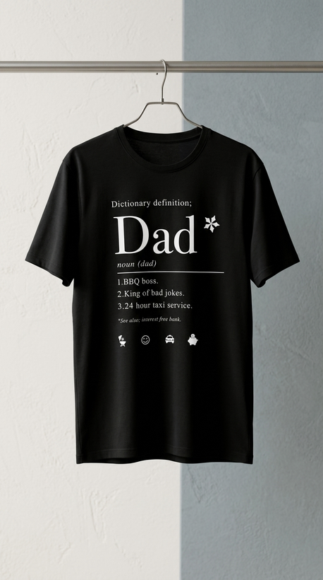 تیشرت مشکی مردانه با چاپ متنی طنز درباره پدر (Dad T‑Shirt)