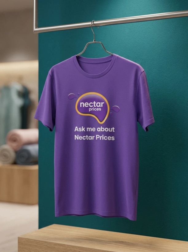 تیشرت بنفش با شعار و لوگوی Nectar Prices