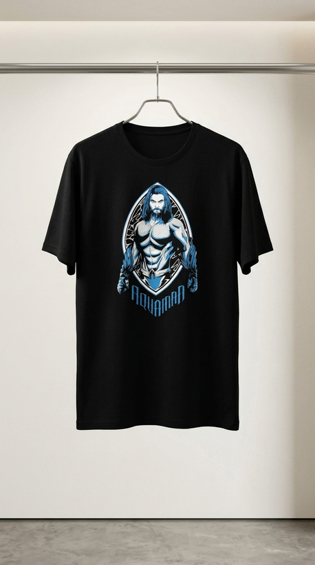 تیشرت مشکی با طرح گرافیکی آکوامن (Aquaman)