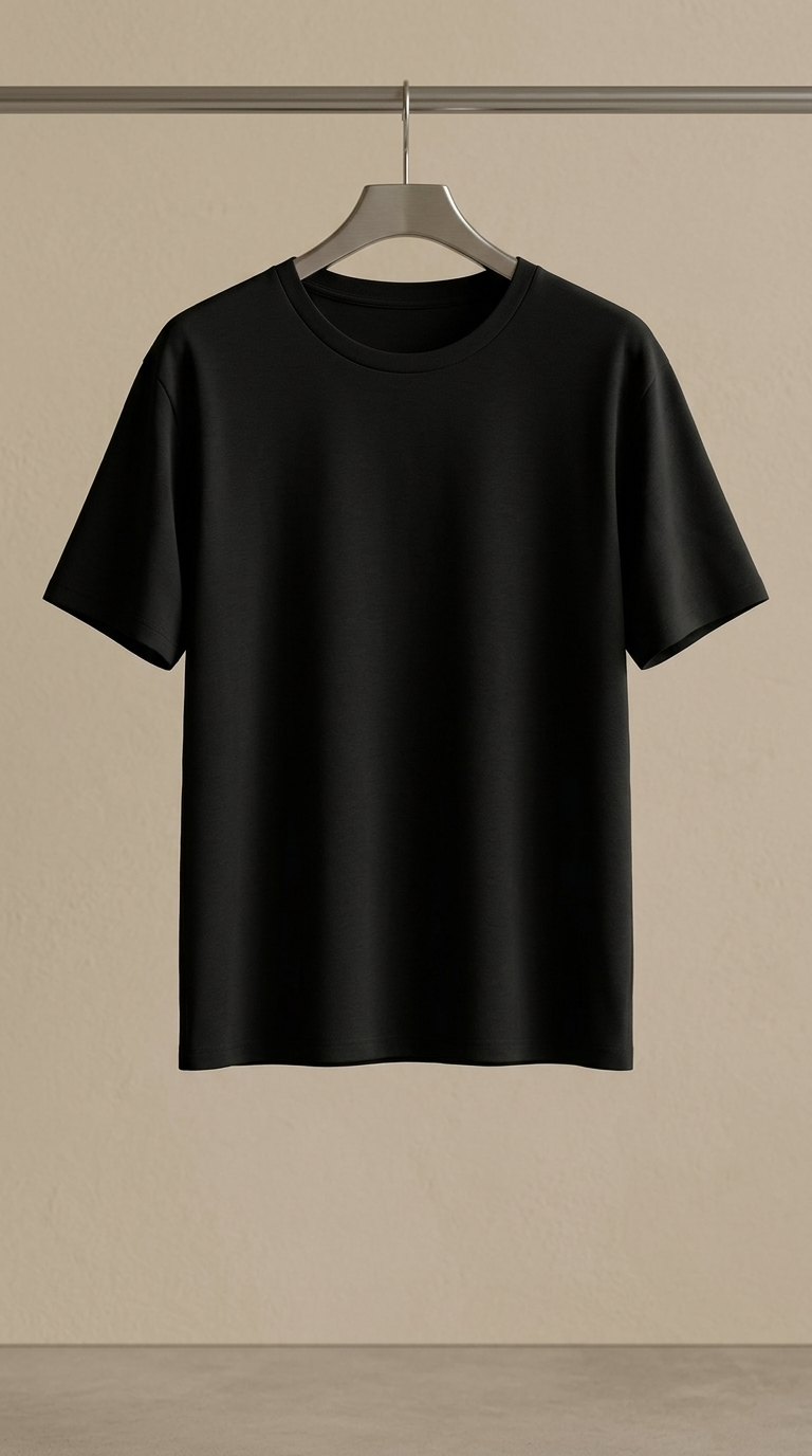 تیشرت مشکی ساده (Basic Black Crew‑Neck T‑Shirt)