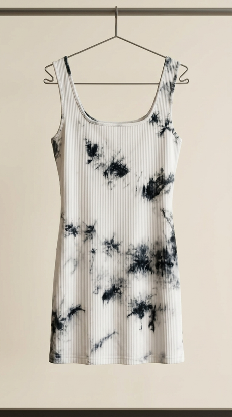 پیراهن زنانه بدونآستین طرح تایدای (Ribbed Tie‑Dye Sleeveless Dress