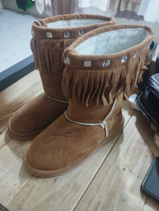 بوت جیر منگولهدار زنانه مدل Brown Fringe Chic