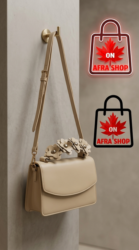 کیف دوشی و دستی زنانه کرم طرح شکوفه – Beige Blossom Handle Handbag