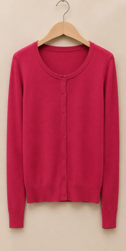 ژاکت ظریف دکمهدار سرخابی – Magenta Fine-Knit Button-Down Cardigan