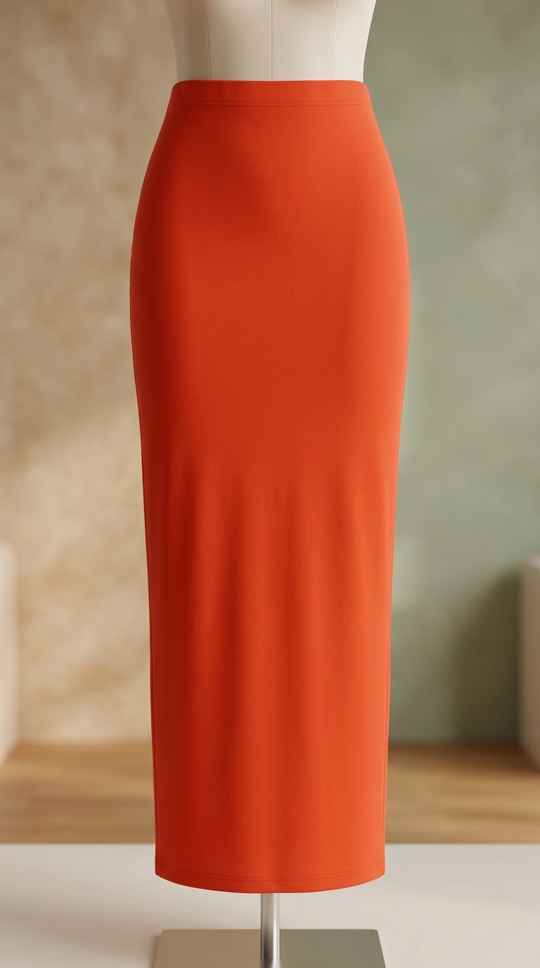 دامن ماکسی جذب قرمز – Orange Bodycon Maxi Skirt