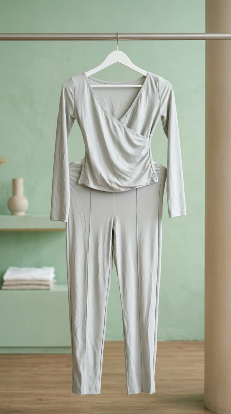 ست راحتی (لونژ) دو تکه سبز سدری (Sage Green Lounge Co-ord Set)