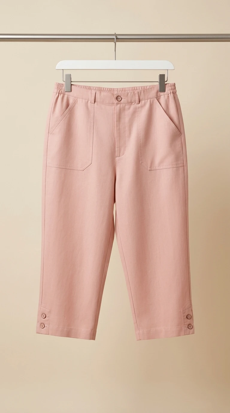 شلوار کتان زنانه صورتی چرک (Women’s Dusty Pink Crop Trousers)