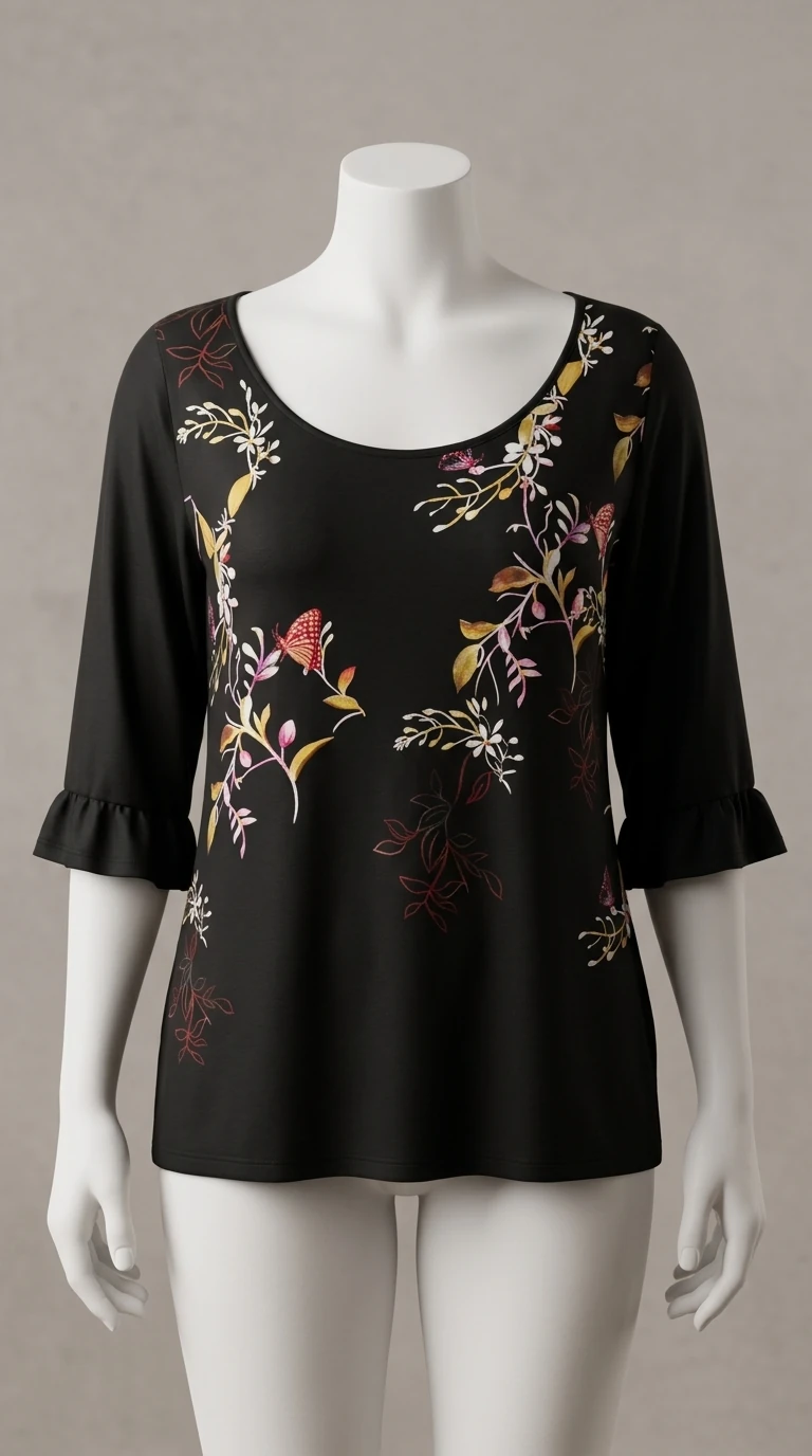 بلوز زنانه طربلوز زنانه طرح‌دار با آستین‌های چین‌دار – Floral Print Ruffled Sleeve Blouse