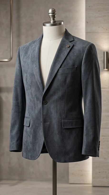 کت تک مردانه با بافت جیر والبوش آلمان(Suede-Look Blazer)