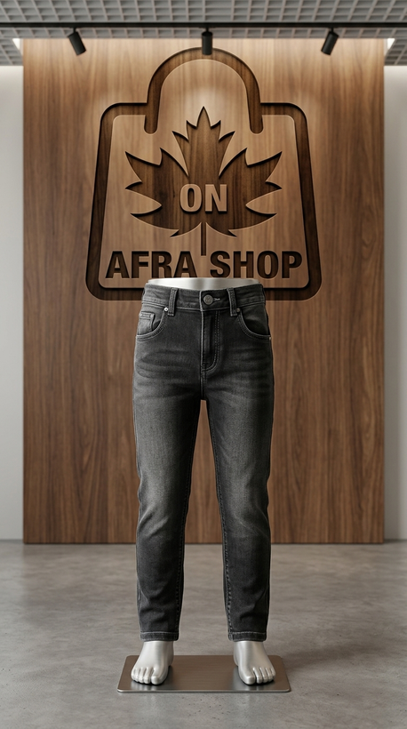 شلوار جین ذغالی کلاسیک (سنگشور ملایم) – Classic Charcoal Denim Jeans