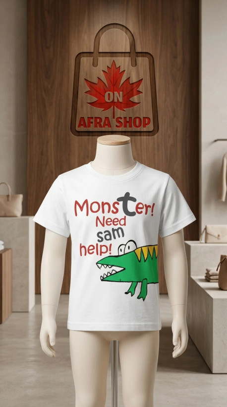 تیشرت پسرانه طرح «Monster Sam» (سفید) – Boys’ Monster Sam Graphic Tee