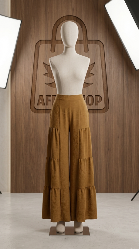 دامن شلواری زنانه چندطبقه فاقبلند مدل پالازو – Women’s Tiered Palazzo Pants